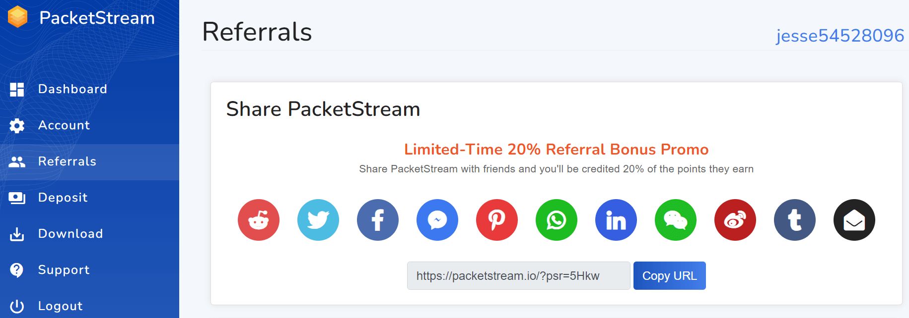 PacketStream refrrals