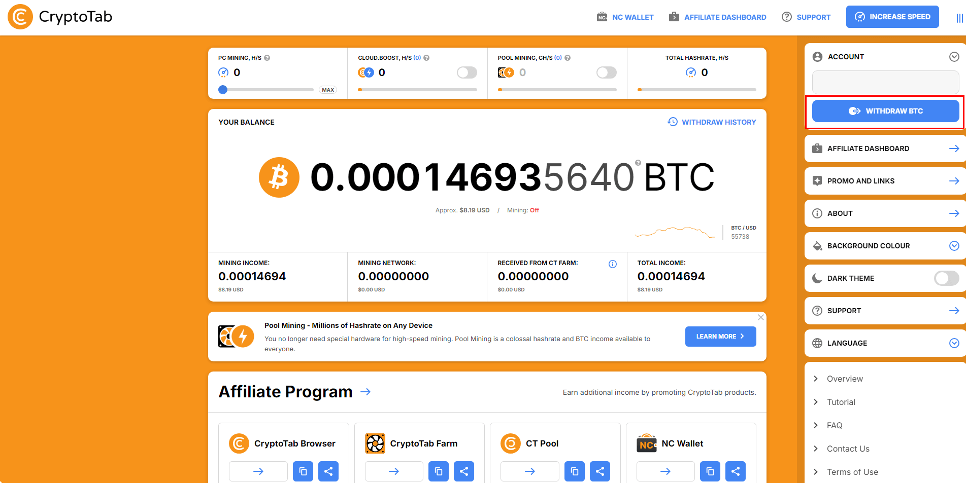 CryptoTab Dashboard